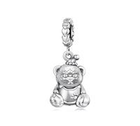 ZUOHUI Pendentif à breloque ours ange Cupidon en argent sterling - Cadeau de bijoux à faire soi-même S925 for femme, compatible avec les bracelets Pandora (2,8 x 1,4 cm, trou de 0,6 cm)(SCC3245)
