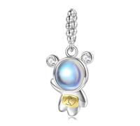 ZUOHUI Pendentif astronaute en argent sterling 925 avec pierre de lune et revêtement époxy - Perle à personnaliser sur le thème de l'espace for bracelets | Cadeaux uniques for femme, sœur, fille (anni