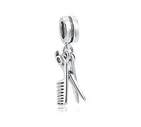 ZUOHUI Pendentif Charm, Ciseaux et Peigne Perle de Charme en Argent Sterling 925, Compatible avec Pandora Chamilia et Bracelets et Colliers Européens