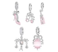 ZUOHUI Pendentif charm en argent sterling S925, série Champagne, compatible avec les bracelets Pandora, Biagi, Troll et Chamilia. Cadeau idéal for porte-clés, colliers et bracelets.(5psc)