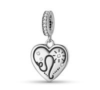 ZUOHUI Pendentif en argent sterling 925 for femme, en forme de cœur, orné de 12 constellations, compatible avec un bracelet Pandora.(Leo)