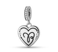 ZUOHUI Pendentif en argent sterling 925 for femme, en forme de cœur, orné de 12 constellations, compatible avec un bracelet Pandora.(Aries)