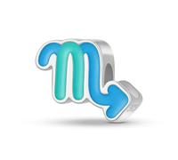 ZUOHUI Pendentif en argent sterling 925 for femme, orné de 12 perles colorées en forme de goutte d'huile, représentant des constellations, compatible avec un bracelet Pandora.(Scorpio)