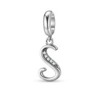 ZUOHUI Pendentif en argent sterling 925 style rétro for femme, composé de 26 lettres et orné de zirconiums cubiques, compatible avec les bracelets Pandora.(S)
