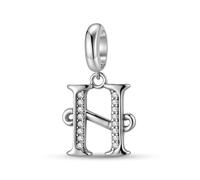 ZUOHUI Pendentif en argent sterling 925 style rétro for femme, composé de 26 lettres et orné de zirconiums cubiques, compatible avec les bracelets Pandora.(H)