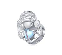 ZUOHUI Pendentif en forme de cœur en cuivre plaqué platine pour la fête des mères, à créer soi-même ; perle « Love Mom » compatible avec les bracelets Pandora(YIC159)