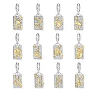 ZUOHUI Pendentif femme en argent sterling 925 avec 12 signes du zodiaque for la création de bijoux - Accessoires de perles uniques for bracelets et colliers for un anniversaire, la fête