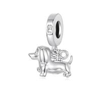 ZUOHUI Pendentif teckel à remonter en cuivre plaqué platine pour bracelets Pandora pour femmes, création de bijoux DIY, perle adorable en forme de teckel