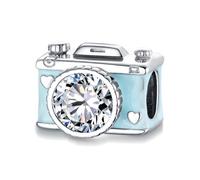 ZUOHUI Perle Charm Appareil Photo plaqué cuivre for Pandora Bracelet DIY | Charme Dangle platine compatible avec Troll Biagi Chamilia Bracelet Perle Cristal CZ Fournitures Bijouterie Cadeau for Elle