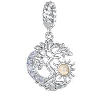 ZUOHUI Perle Charm Arbre de Vie Plaqué Cuivre for Pandora Bracelet DIY | Charme Dangle Soleil Lune platine compatible avec Troll Biagi Chamilia Céleste Fournitures Bijouterie Cadeau for Elle Noël