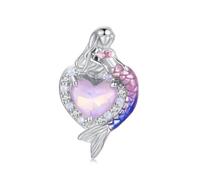 ZUOHUI Perle Charm Coeur Sirène Plaqué Cuivre for Pandora Bracelet DIY