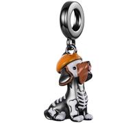 ZUOHUI Perle Charm Crâne Teckel Cuivre Plaqué or Noir for Pandora | Charme Dangle Émail Lumineux compatible avec Troll Biagi Chamilia Bracelet Halloween DIY Cadeau for Elle Pendentif pendant