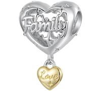 ZUOHUI Perle Charm Cœur plaqué cuivre for Pandora Bracelet DIY | Pendentif Pendant Compatible avec Troll Biagi Chamilia Famille Amour Bijouterie Cadeau Mariage Anniversaire