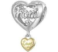 ZUOHUI Perle Charm Cœur plaqué cuivre for Pandora Bracelet DIY | Pendentif Pendant Compatible avec Troll Biagi Chamilia Famille Amour Bijouterie Cadeau Mariage Anniversaire