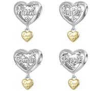ZUOHUI Perle Charm Cœur plaqué cuivre for Pandora Bracelet DIY | Pendentif Pendant Compatible avec Troll Biagi Chamilia Famille Amour Bijouterie Cadeau Mariage Anniversaire