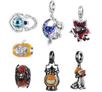 ZUOHUI Perle Charm Halloween Cuivre plaqué or noir for Pandora | Set de Perles compatible avec Troll Biagi Chamilia Bracelet Araignée Citrouille Lumineuses Bijouterie Cadeau for Elle