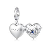 ZUOHUI Perle Charm Médaillon Cœur Œil Maléfique 925 Argent for Pandora