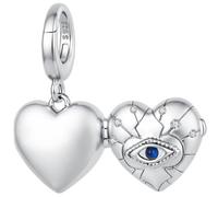 ZUOHUI Perle Charm Médaillon Cœur Œil Maléfique 925 Argent for Pandora | Ouvrable compatible avec Troll Biagi Chamilia Bracelet Souvenir DIY Fournitures Bijouterie Cadeau for Elle Anniversaire Noël