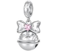 ZUOHUI Perle Charm Noeud Cloche plaqué cuivre for Pandora Bracelet DIY | Charme Dangle platine compatible avec Troll Biagi Chamilia Coeur CZ Rose Pendentif Fournitures Bijouterie Cadeau for Elle
