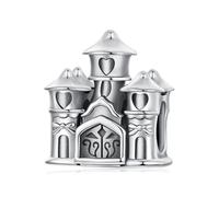 ZUOHUI Perle de charme en argent sterling du château vintage | Argent sterling 925 poinçonné | Fabrication de bijoux DIY | Compatible Pandora | Cadeau for elle (épouse, maman, fille)