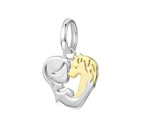 ZUOHUI Perle de charme en forme de cœur en cuivre - Pendentif fille et cheval for bracelets DIY, cadeaux compatibles Pandora for elle, femmes, adolescentes