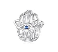 ZUOHUI Perle de charme Main de Fatima en cuivre plaqué platine | Fabrication de bijoux DIY, compatible avec les bracelets européens (4,5 mm) | Cadeau porte-bonheur for elle
