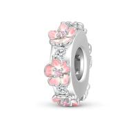 ZUOHUI Perle d'espacement en argent sterling 925 en forme de fleur de cerisier for femme - Accessoire hypoallergénique for la création de bijoux, bracelets et colliers | Cadeau délicat for les anniver