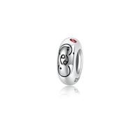 ZUOHUI Perles intercalaires en argent sterling S925 avec 12 constellations et zircon | Création de bijoux DIY et cadeau d'anniversaire for femme (trou de 4,5 mm)(PA0167-4 (Cancer))