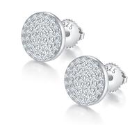 ZUOHUI S925 Sterling Silver 0.59ct Round Moissanite Stud Earrings | Hip-Hop Geometric Design for Men & Women | Screw Back & Hypoallergenic(Silver)