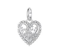 ZUOHUI S925 Sterling Silver Fairy Tale Castle Charm Heart DIY Bead for Women’s Bracelets & Necklaces - Dreamy Starry Design Gift for Wife, Mom, Daughter (2.3x1.5cm)