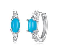 ZUOHUI S925 Sterling Silver Turquoise & Cubic Zirconia Butterfly Earrings for Women, Hypoallergenic Stud/Hoop Set, Rococo Gift for Sensitive Ears(BSE1275)