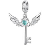 ZUOHUI Set de Charm Aile Clé 925 Argent for Pandora Bracelet DIY | Licorne Compatible avec Troll Biagi Chamilia Perle Verre Bijouterie Cadeau for Elle Anniversaire Saint-Valentin