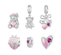 ZUOHUI Set de Perles Charme Cœur Ours Mignon 925 Argent for Pandora
