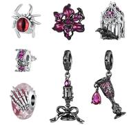 ZUOHUI Set de Perles Halloween 925 Argent Sterligne for Pandora | Gothique compatible avec Troll Biagi Chamilia Bracelet Araignée Crâne Cathédrale DIY Bijouterie Cadeau for Elle