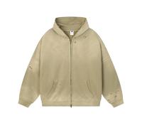 ZUOHUI Sweat à Capuche zippé en Coton épais 420G for Hommes | Style Vintage des Terres en friche en détresse | Streetwear for Les Jeunes 18-25 | Vêtements Quotidiens et urbains décontractés(Camel,XL)