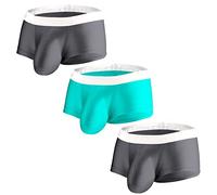 ZUOLAIYIN Lot de 3 Boxers en Soie glacée pour Homme Taille M, L, XL, 2XL, 3XL, Violet Abricot/Noir (Lot de 3), XXXL, (8392) Lot de 3 - Gris/Bleu, M