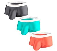 ZUOLAIYIN Lot de 3 Boxers en Soie glacée pour Homme Taille M, L, XL, 2XL, 3XL, Violet Abricot/Noir (Lot de 3), XXXL, (8392) Lot de 3 - Gris/Rouge/Bleu, M
