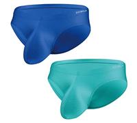 ZUOLAIYIN Slip en nylon stretch et léger Taille basse pour homme - Sans intervention, Vert clair-bleu (lot de 2), M