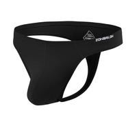 ZUOLAIYIN String Homme Lycra Hommes Sexy Hommes Strings avec Grande Poche Homme G String Nylon Spandex Sport Renflement Stretch Doux, Noir 8172, XXL