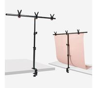 ZUOMIDIE Petit support photo de 90 x 100 cm, système de fond de 26 à 90 cm de hauteur, support de bureau avec pince C, 3 barres transversales et 3 pinces à bijoux de