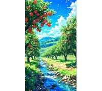 Zuooyi 5D Rivers Diamond Painting for Adults,DIY Fruit Trees Diamond Art Kits,Full Drill Round Diamond Painting,Diamond Crystal Rhinestone Embroidery Art Pictures for Home Wall Decor 35x75cm