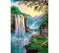 Zuooyi Cascade Peinture par Numéros pour Adultes, Rivière Peinture Numero Adulte Kits, DIY Kits de Peinture à L'huile pour Cadeaux et Décoration Murale de la Maison 40x50cm (Sans Cadre)