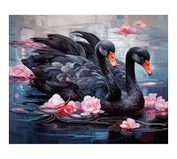 Zuooyi Fleurs Roses Peinture par Numéros pour Adultes, Cygne Peinture Numero Adulte Kits, DIY Kits de Peinture à L'huile pour Cadeaux et Décoration Murale de la Maison 40x50cm (Cadre DIY)