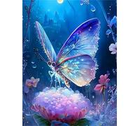 Zuooyi Peinture par Numéro Adulte Papillon Bleu, Fleur DIY Peinture Acrylique pour Enfant Débutants, Kit de Peinture à l'huile sur Toile Bricolage pour Décoration Maison 40x50cm (Sans Cadre)