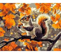 Zuooyi Peinture par Numéros pour Adultes, Écureuil d'automne Peinture Numero Adulte Kits, DIY Kits de Peinture à L'huile pour Cadeaux et Décoration Murale de la Maison 40x50cm(sans Cadre)