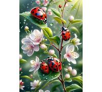 Zuooyi Peinture par Numéros pour Adultes, Fleurs de coccinelle Peinture Numero Adulte Kits, DIY Kits de Peinture à L'huile pour Cadeaux et Décoration Murale de la Maison 30x40cm(sans Cadre)