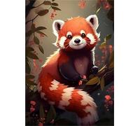 Zuooyi Peinture par Numéros pour Adultes, Panda roux mignon, Kit de Peinture à L'huile pour Cadeaux et Décoration Murale de la Maison 30x40cm (sans Cadre)