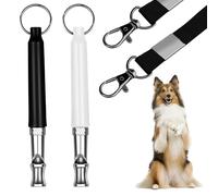ZUOQIANG 2 PCS Sifflet Ultrason Chien, Sifflet Ultrason Chien Anti Aboiement, Sifflet Chien Rappel avec Lanière, Sifflet Chien Rappel, Sifflet pour Chien à Haute Fréquence