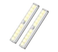 zuousxbs Lumières LED à détecteur de Mouvement, lumière de Mouvement à 10 LED à Piles, Barre de veilleuse magnétique pour Armoire de Cuisine, Placard