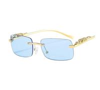 ZuoXun Gafas de sol Sun Mujeres Sin Borde Para Hombres Gafas De Sol Rectangulares Retro Lente Océano Lente Solas Gafas Uv400, azur, A